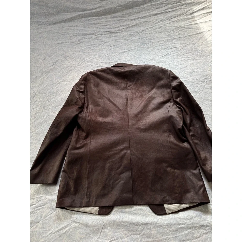 Lauren Ralph Lauren Brown Faux Leather Blazer Men's 46R XL Sport Coat Casual